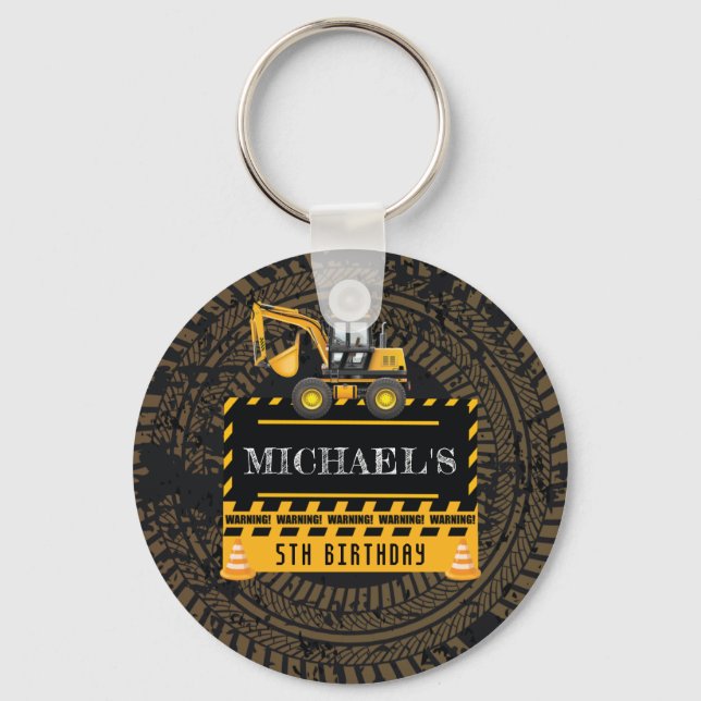 Llavero Cumpleaños Personalizado En Construcción (Anverso)