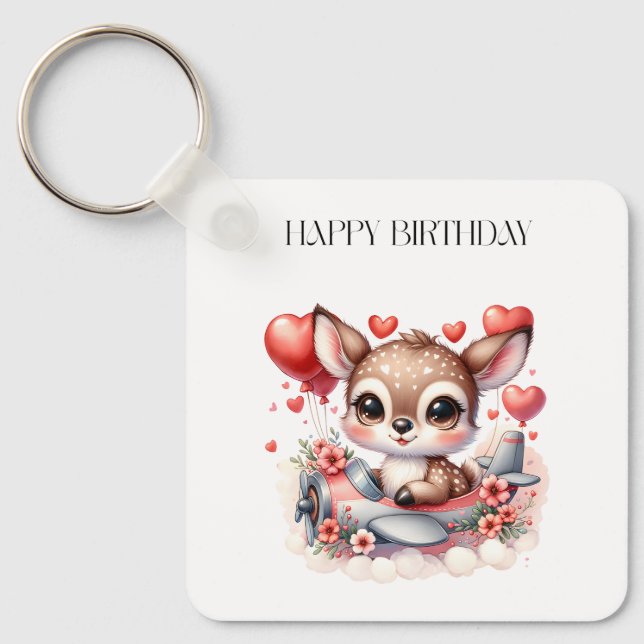 Llavero Cumpleaños piloto ciervo (Anverso)