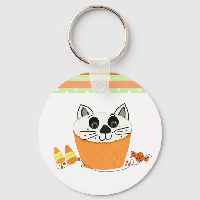 Llavero Cupcake de gato de Halloween (Anverso)