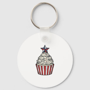 Llavero Cupcake Patriótico Grabado Antiguo Cuatro de Julio