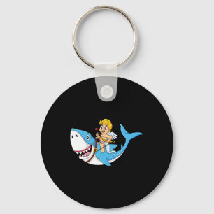Llavero Cupid Riding Shark Día de San Valentín Fun Boys Ch