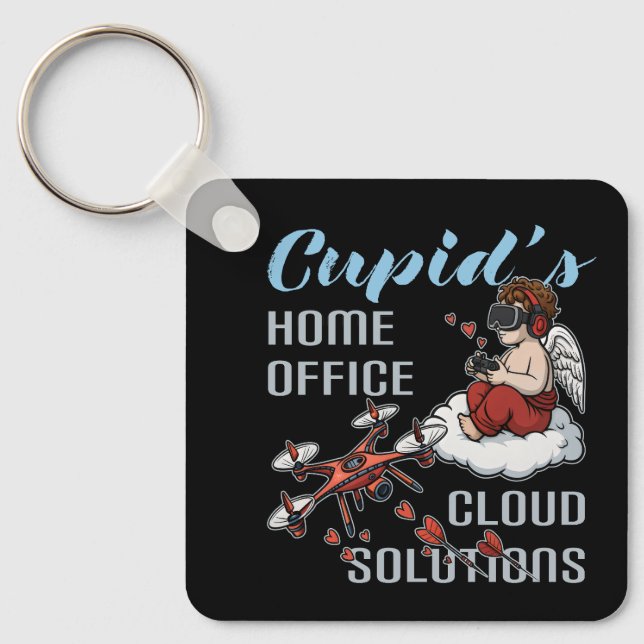 Llavero Cupid’s Home Office, Drone Valentine’s Day (Anverso)