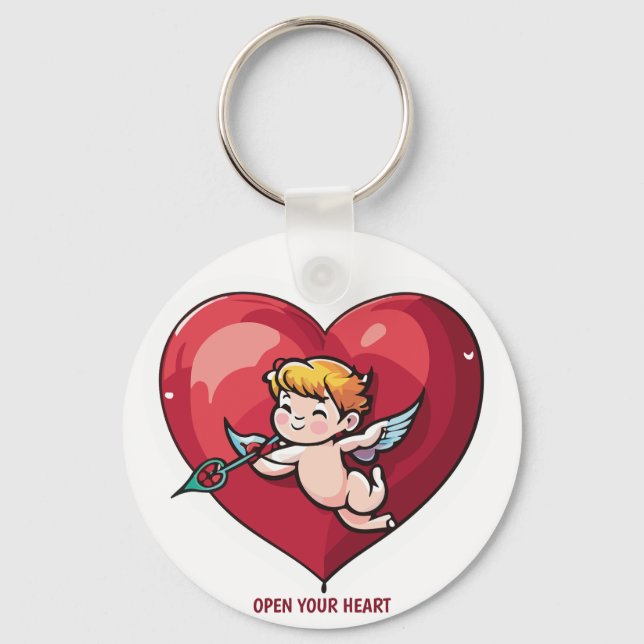 Llavero Cupido en el corazón rojo (Anverso)