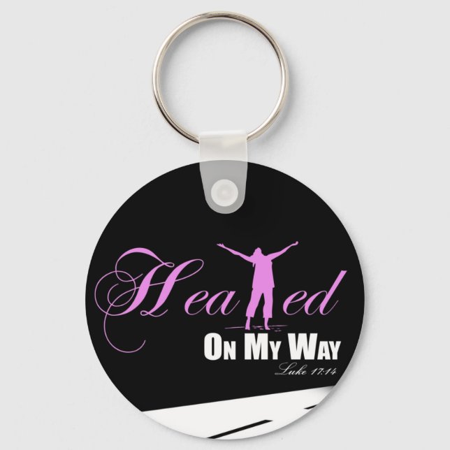 Llavero Curado en mi camino (rosa y negro) (Anverso)