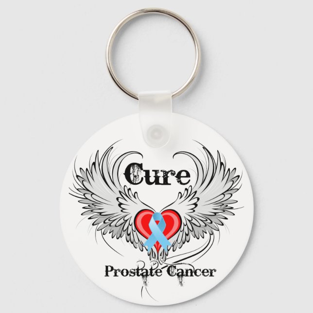 Llavero Cure Prostate Cancer Heart Tattoo Wings (Anverso)
