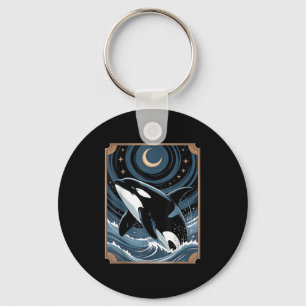 Llavero Curiosa Ballena Oceánica Orca Saltando En Una Nig 