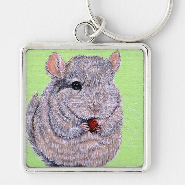 Llavero Curiosamente Nibbling Chinchilla Painting Keychain (Frente)