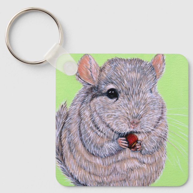 Llavero Curiosamente Nibbling Chinchilla Painting Keychain (Anverso)
