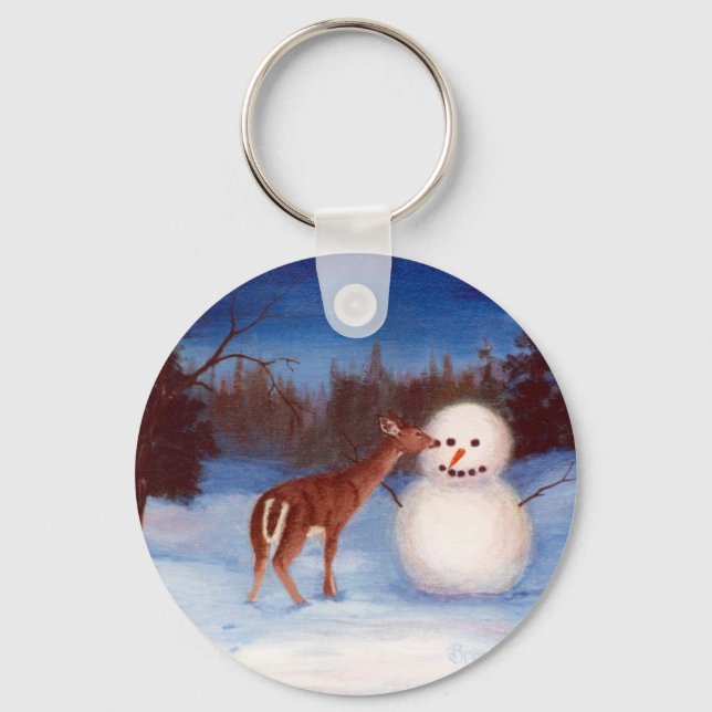 Llavero Curiosity Deer and Snowman Keychain (Anverso)