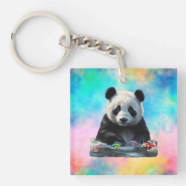 Llavero Curioso Panda Acrílico Keychain (Frente)