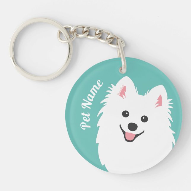 Llavero Curioso perro espía japonés personalizable (Frente)