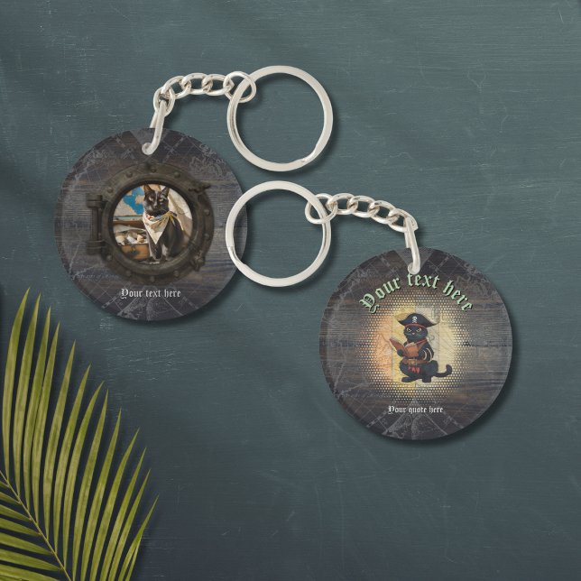 Llavero Curiosos dictadores de gatos piratas misterios ant (Curious pirate cat deciphers ancient mysteries keychain)