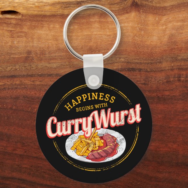 Llavero Currywurst Retro Sausage Vintage Fries Francesas (Anverso)
