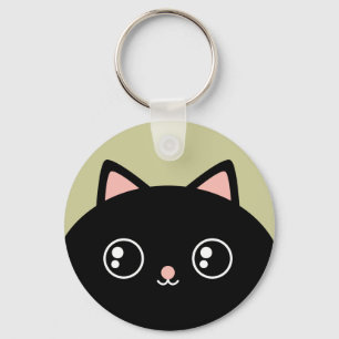 Llavero Curte Black Kawaii Kitty Round Keychain