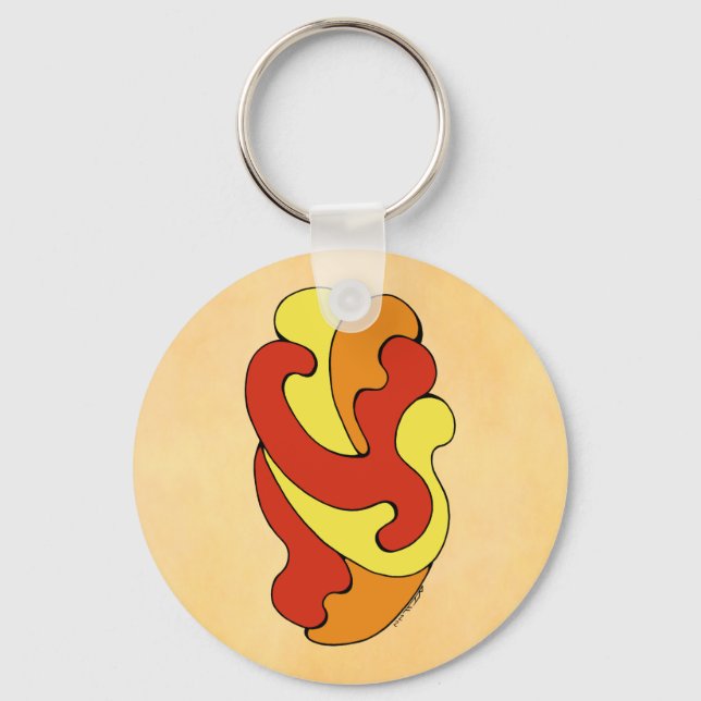 Llavero Curvas de abrazo (amarillo, rojo, Naranja) (Anverso)