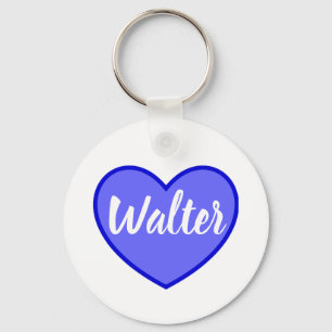 Llavero Curvy Walter Name In Blue Love Heart,