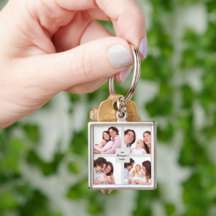 Llavero Custom 4 Section Family Photo Collage Square Frame