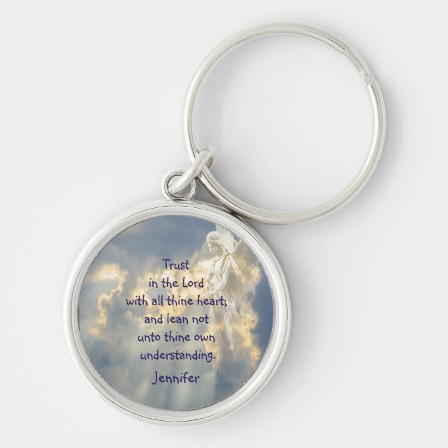 Llavero Custom Angel Trust in the Lord Quote Inspirational (Frente)