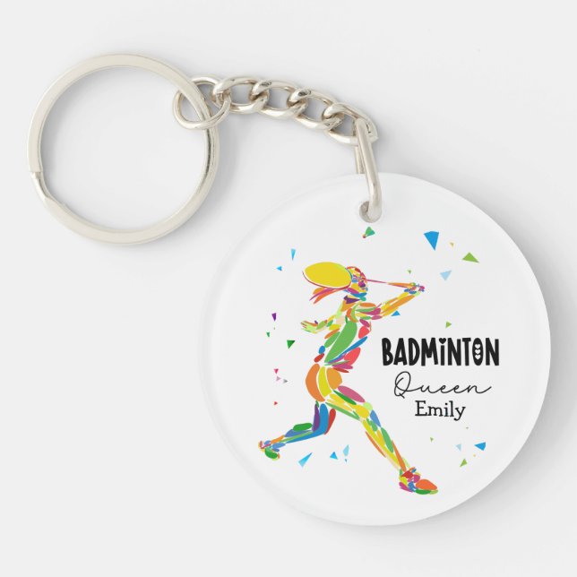 Llavero Custom Badminton Queen Colorful Abstract Player (Frente)
