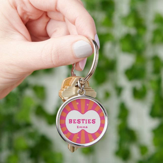 Llavero Custom Besties Forever Heart Keychain (Mano)