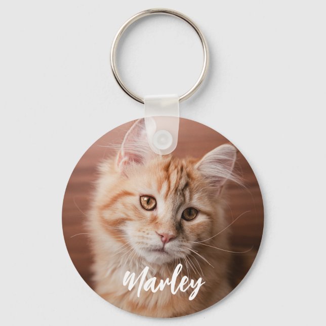 Llavero Custom Cat Photo and Name Script (Anverso)