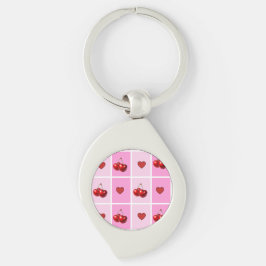 Llavero Custom Cherry Heart Checkerboard Pattern