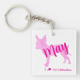 Llavero Custom Chihuahua Keychain Pastel Pink Silhouette