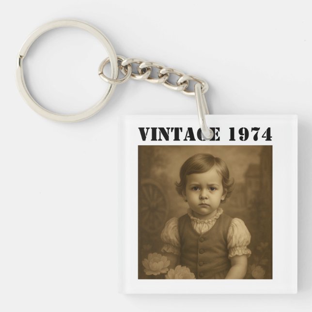 Llavero Custom Childhood Photo & Year Vintage Personalized (Frente)