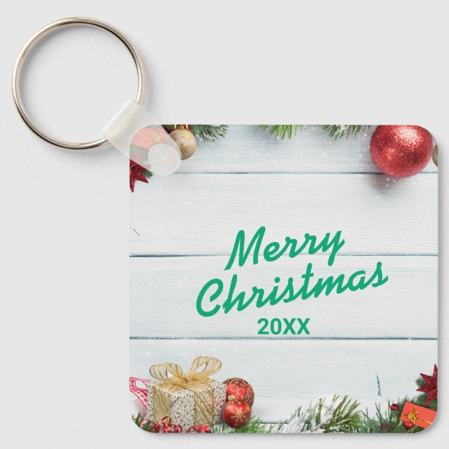 Llavero Custom Christmas Square Metal Keychain (Anverso)