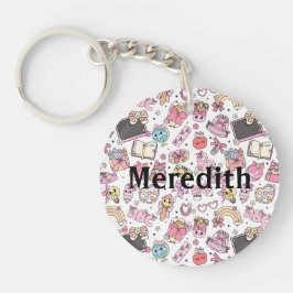 Llavero Custom Cute Retro Back To School Pattern Keychain
