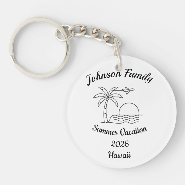 Llavero Custom Family Reunion Beach Summer Vacation White (Frente)
