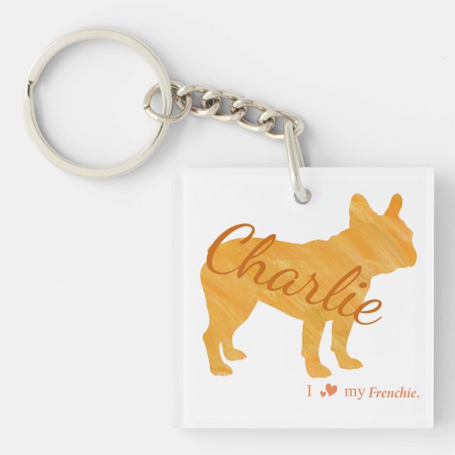 Llavero Custom French Bulldog Pastel Orange Frenchie (Frente)