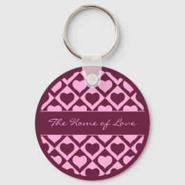 Llavero Custom Heart Checkerboard Pattern Bordeaux Pink - 