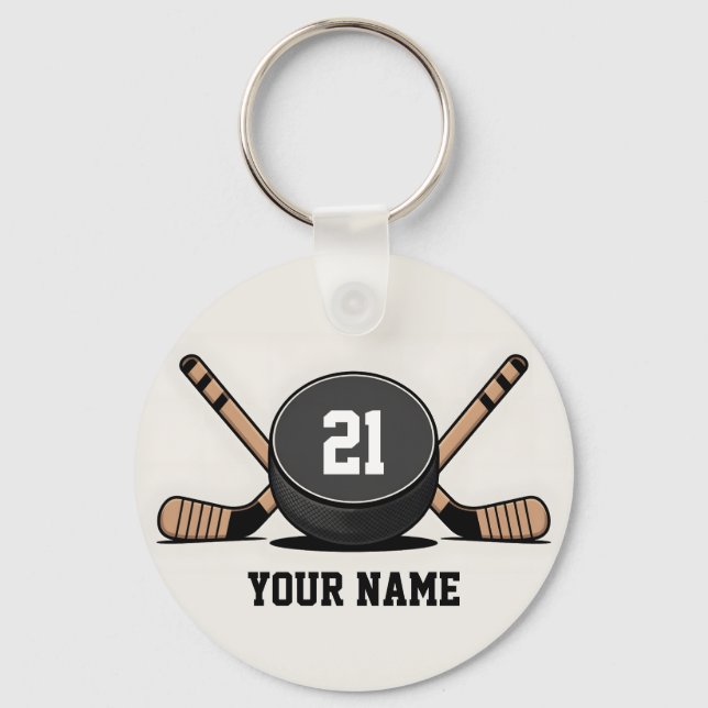 Llavero Custom Hockey Puck and Sticks Keychain (Anverso)
