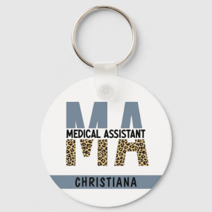 Llavero Custom MA Medical Assistant Leopard Print