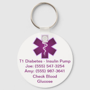 Llavero Custom Medical Alert Keychain Purple