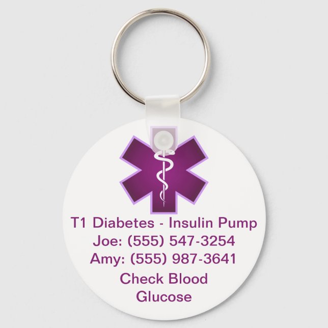 Llavero Custom Medical Alert Keychain Purple (Anverso)