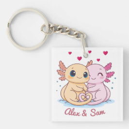Llavero Custom Name Axolotl Valentine Keychain