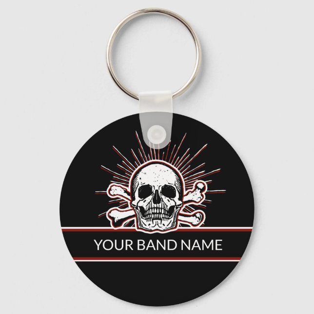 Llavero Custom Name Band Skull Bones Rock & Roll Punk (Anverso)