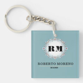 Llavero Custom name engraved  blue