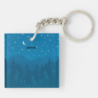 Llavero Custom Name, Stars Moon Mountain Acrylic Keychain
