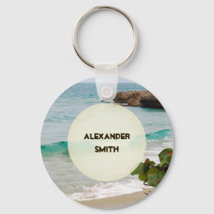 Llavero Custom Name   Tropical Beach
