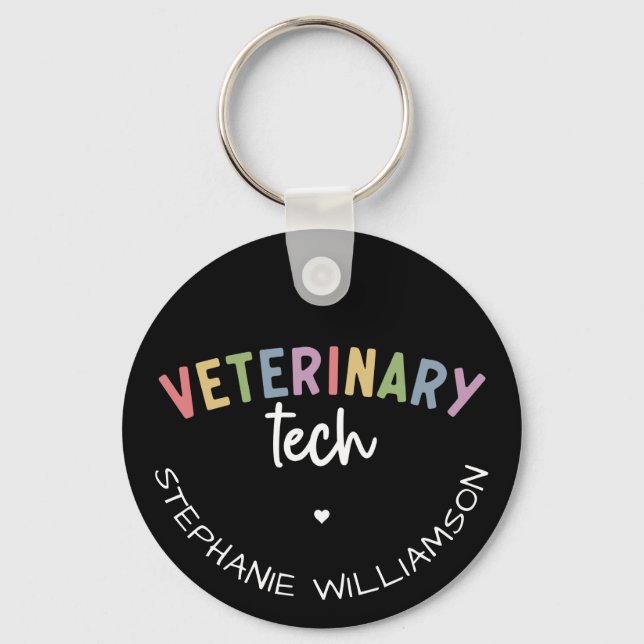 Llavero Custom Name Veterinary Tech | Técnico de Vet (Anverso)