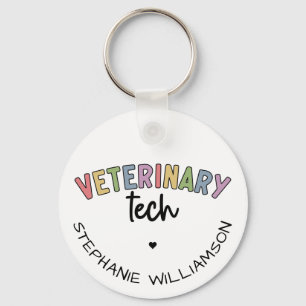 Llavero Custom Name Veterinary Tech   Técnico de Vet
