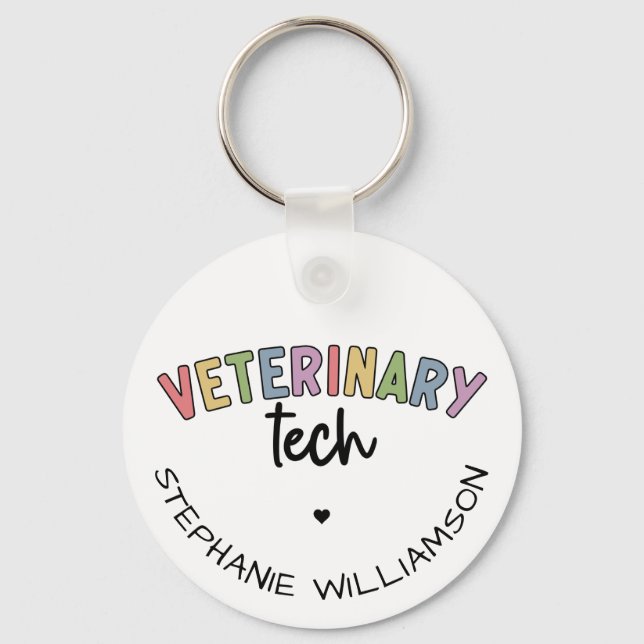 Llavero Custom Name Veterinary Tech | Técnico de Vet (Anverso)
