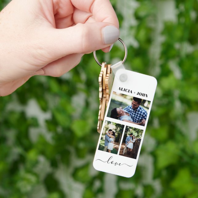 Llavero Custom Personalized Double Sided 3 Photo keychain (Mano)