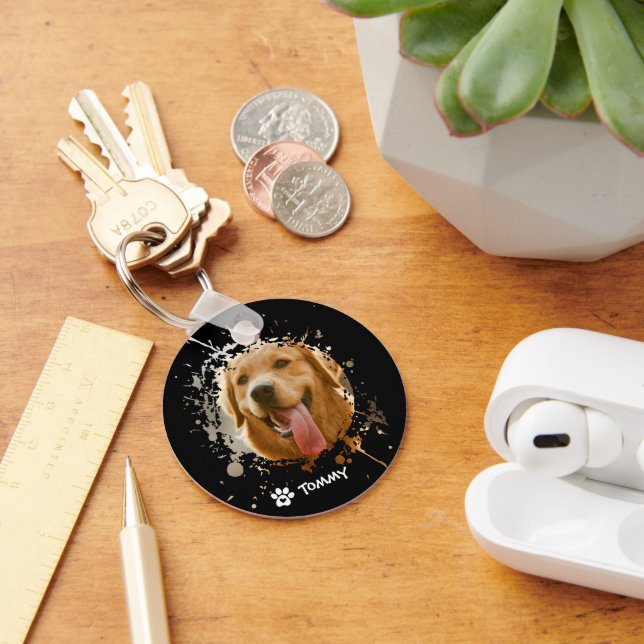 Llavero Custom Pet Photo & Name Metal Circle Keychain (Escritorio )