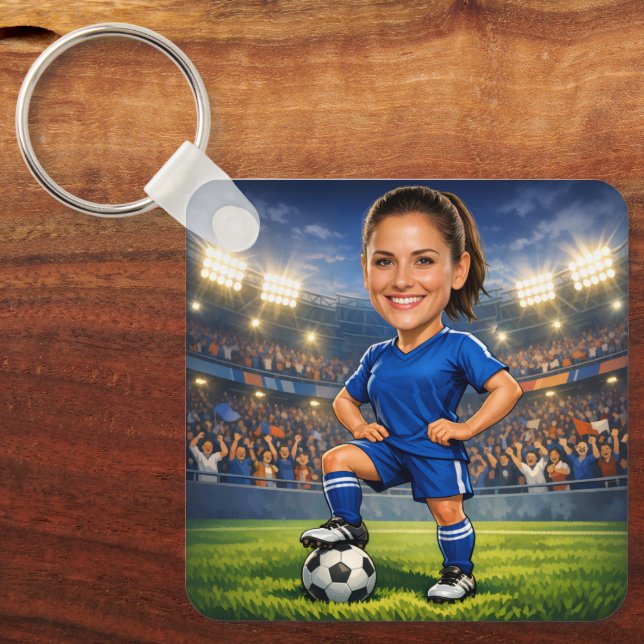 Llavero Custom Photo-Face Soccer/Football Star Caricature (Anverso)