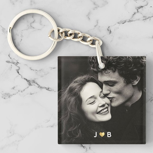 Llavero Custom Photo Initial Heart Monogram Couples Gift (Subido por el creador)
