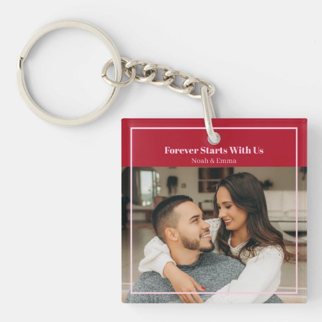 Llavero Custom Photo & Text Romantic Gift - Personalized  (Frente)
